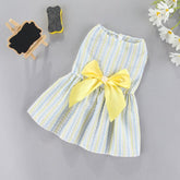 KUTKUT Small Dog Dress Girl Puppy Clothes Female Princess Tutu Striped Skirt Summer Shirt for Shih tzu, Maltese Cat Pet Apparel Outfits  ( Yellow ) - kutkutstyle